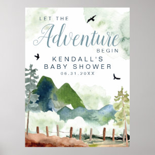 Adventure Baby Shower Welcome Sign ポスター