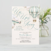 Adventure Balloon Airplane Baby Shower Invitation 招待状 (スタンド正面)