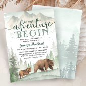 Adventure Begin Baby Shower Bear Woodland Forest 招待状