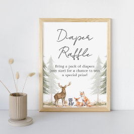 Adventure Begin Baby Shower Diaper Raffle Sign ポスター