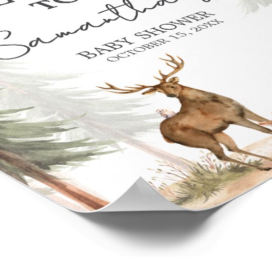 Adventure Begin Baby Shower Welcome Sign ポスター (角)