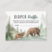 Adventure Begin Baby Shower Woodland Diaper Raffle エンクロージャーカード (正面)