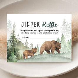 Adventure Begin Baby Shower Woodland Diaper Raffle エンクロージャーカード