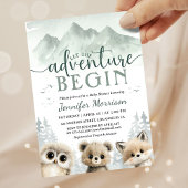 Adventure Begin Baby Shower Woodland Mountain 招待状