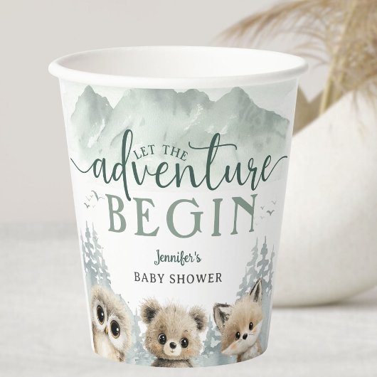 Adventure Begin Baby Shower Woodland Mountain 紙コップ