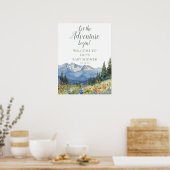 Adventure Begin Mountain Baby Shower Welcome Sign ポスター (キッチン)