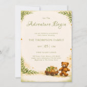 Adventure Begin Woodland Bear Sage Greenery 招待状 (正面)