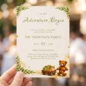 Adventure Begin Woodland Bear Sage Greenery 招待状