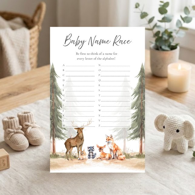 Adventure Begin Woodland Shower Name Race Game (Let the Adventure Begin Woodland Animals Baby Shower Baby Name Race Game)