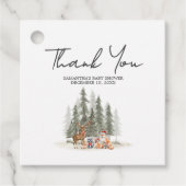 Adventure Begin Woodland Winter Baby Shower Square フェイバータグ (正面)