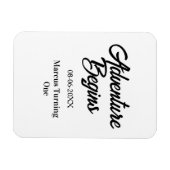 Adventure begins 1st birthday name date simple min マグネット (横)