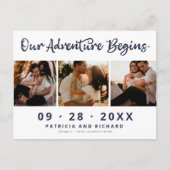 Adventure Begins 3-Photo Wedding Save The Date   ポストカード (正面)