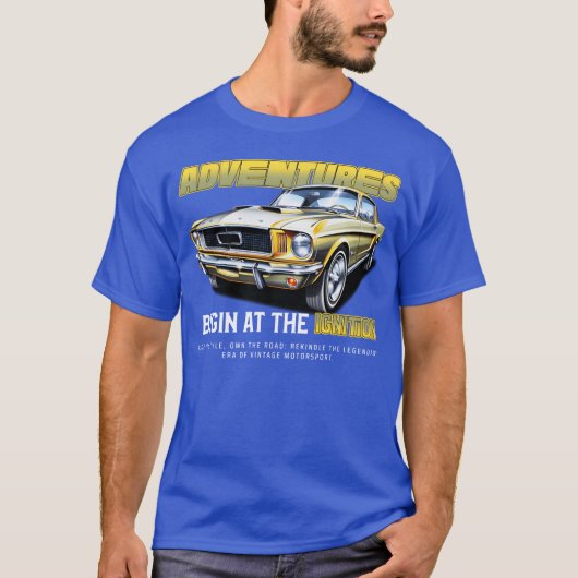 Adventure Begins at the ignition sport car family Tシャツ (正面)