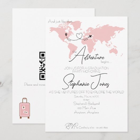 Adventure Begins College Graduation Party 招待状 (正面/裏面)