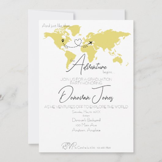 Adventure Begins College Graduation Party 招待状 (正面)