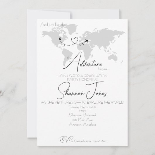 Adventure Begins College Graduation Party 招待状 (正面)