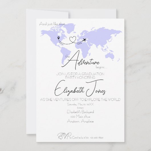 Adventure Begins College Graduation Party 招待状 (正面)