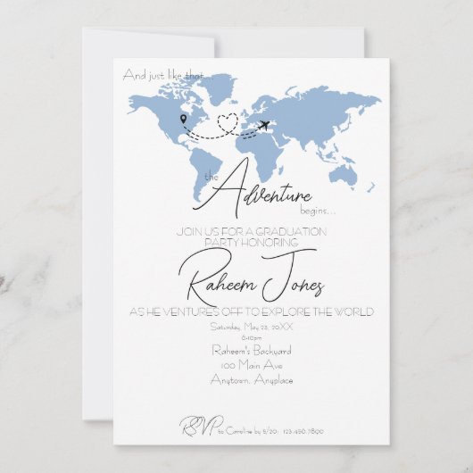 Adventure Begins College Graduation Party 招待状 (正面)