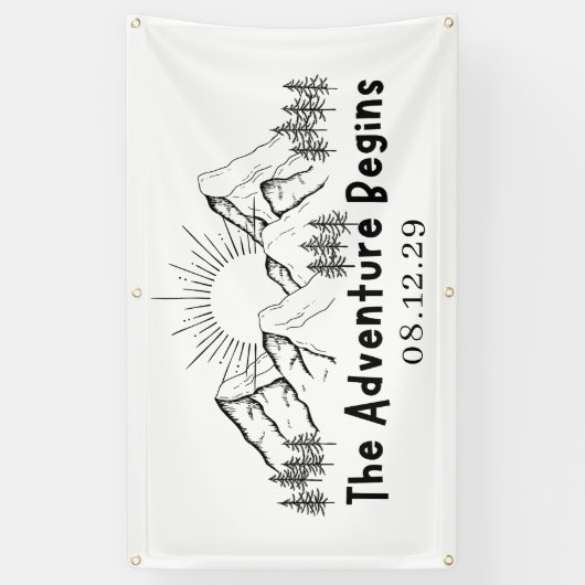 Adventure Begins Just Married Banner 横断幕 (縦)