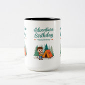 Adventure Birthday Camping Kids Art ツートーンマグカップ (中央)