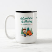 Adventure Birthday Camping Kids Art ツートーンマグカップ (左)