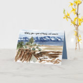 Adventure Birthday Mountain Lake Winter カード (黄色い花)