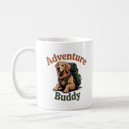 Adventure Buddy Golden Retriever Hiking Dog Coffee コーヒーマグカップ (左)
