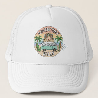 Adventure Calls Boho Camper Trucker Hat キャップ