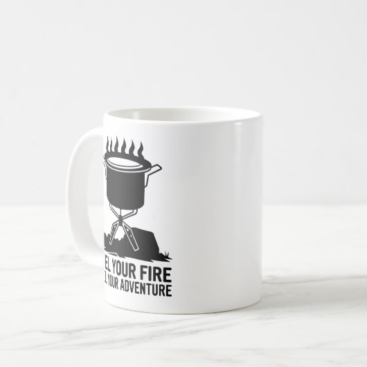 Adventure Camping Cooking Fire Graphic Design コーヒーマグカップ (正面左)