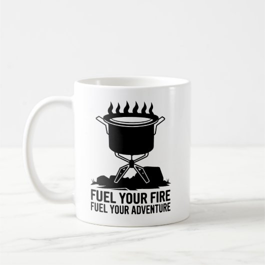 Adventure Camping Cooking Fire Graphic Design コーヒーマグカップ (左)