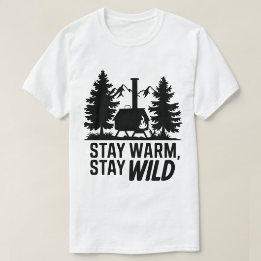 Adventure Camping Wood Stove Cabin Artwork Tシャツ (デザイン正面)
