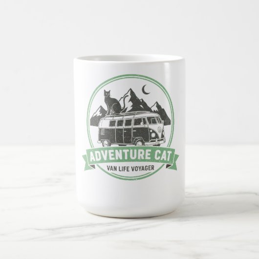 Adventure Cat Van Life  - Retro Camper Van コーヒーマグカップ (中央)