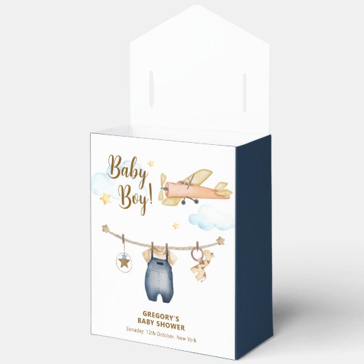 Adventure Clothesline Airplane Sky Baby Shower フェイバーボックス (見開き)