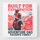 Adventure Dad - 探検のために作られた スクエア壁時計 (正面)