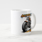 Adventure Dream Ride – Vintage Chopper Motorcycle  ジャンボコーヒーマグカップ (正面右)