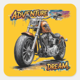 Adventure Dream Ride – Vintage Chopper Motorcycle  スクエアシール