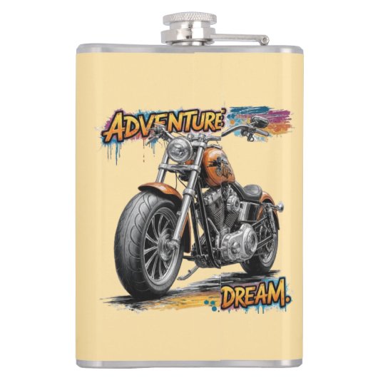 Adventure Dream Ride – Vintage Chopper Motorcycle  フラスク (裏面)