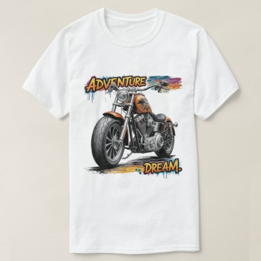 Adventure Dream Ride – Vintage Chopper Motorcycle  Tシャツ (デザイン正面)
