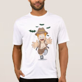 Adventure Explorer Kid Running from Bats Tシャツ (正面)
