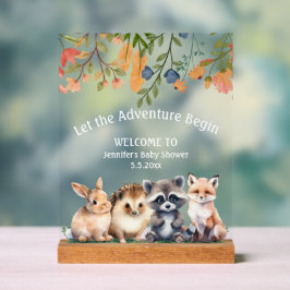 adventure forest animals baby shower welcome  アクリルサイン