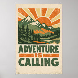 Adventure Is Calling — Vintage Mountain Poster ポスター