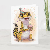Adventure Leopard Gecko Birthday Card カード (正面)