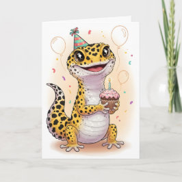 Adventure Leopard Gecko Birthday Card カード