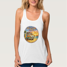Adventure Life Retro Hippie Beach Sunset Graphic タンクトップ