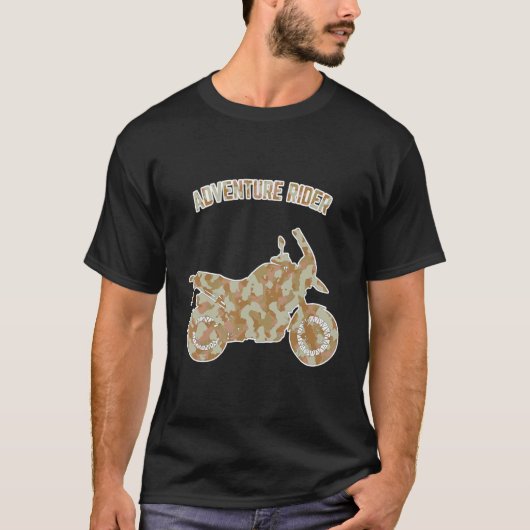 Adventure Motorcycle Biker Off Road Rider Camoufla Tシャツ (正面)