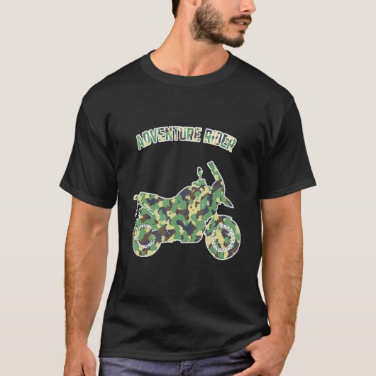 Adventure Motorcycle Biker Off Road Rider Camoufla Tシャツ (正面)
