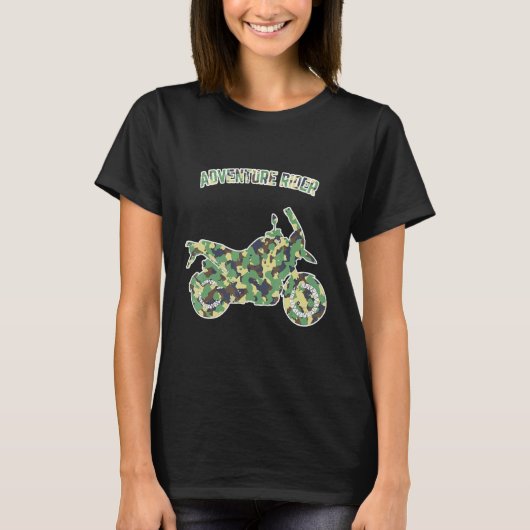 Adventure Motorcycle Biker Off Road Rider Camoufla Tシャツ (正面)