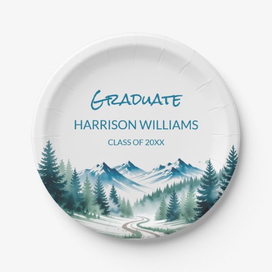 Adventure Mountain Graduation Party Decor ペーパープレート (正面)