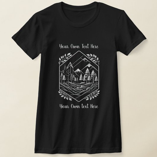 Adventure Mountain Hexagon Nature Your Text Tシャツ