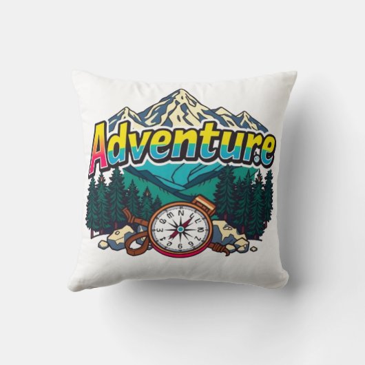 Adventure Mountain – Outdoor Hiking Nature Design  クッション (裏面)